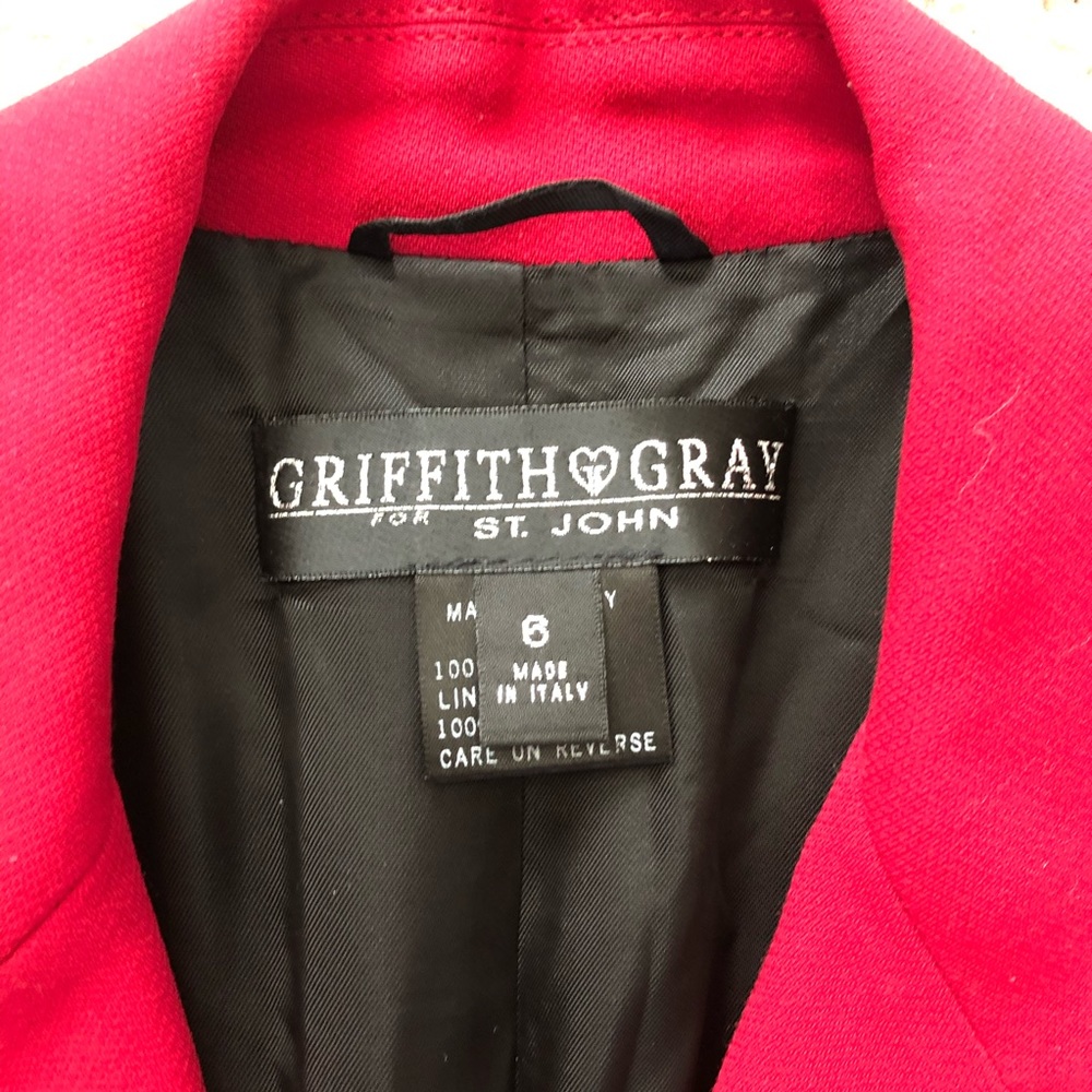 Griffith Gray for St John Red Long Blazer Military - Picture 2 of 8